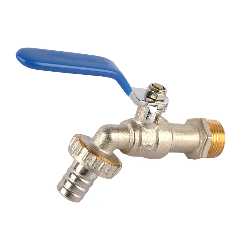 Blue handle 1/2" Nickel Plated Brass Ball Bibcock with stainless steel nozzle  ART AK2003